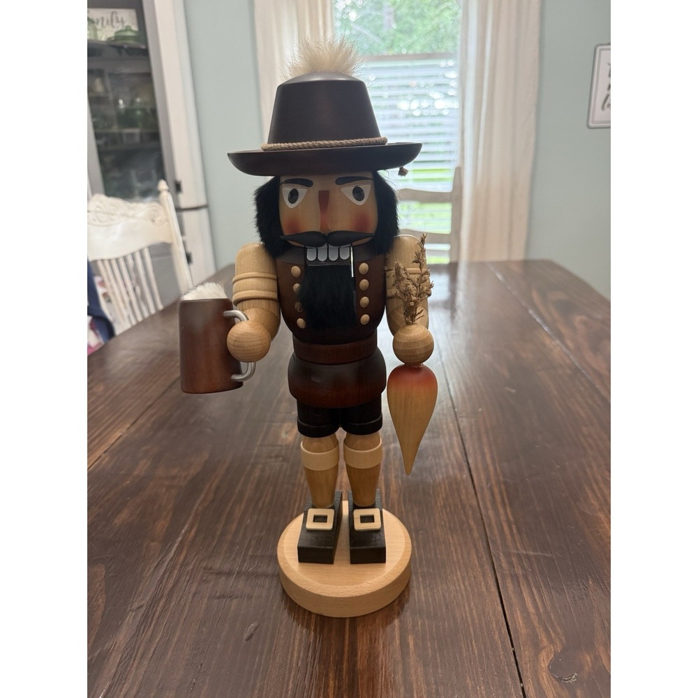 CHRISTIAN ULBRICHT GERMANY 15" WOODEN NUTCRACKER BEER STEIN‎ RADISH BAVARIAN